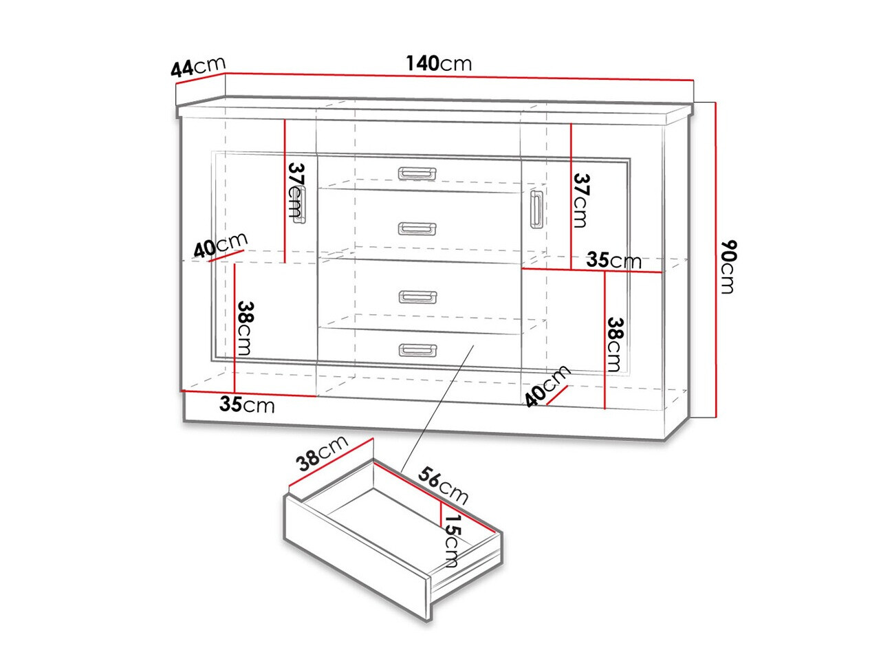 Komoda Lircava 105 (Храст лефкас)