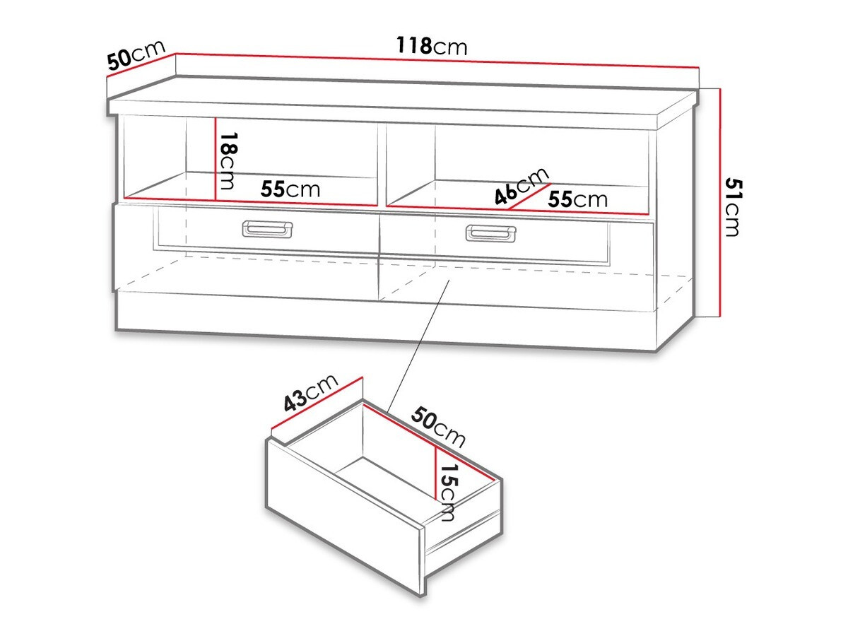 TV komoda Lircava 110 (Hrast Lefkas)