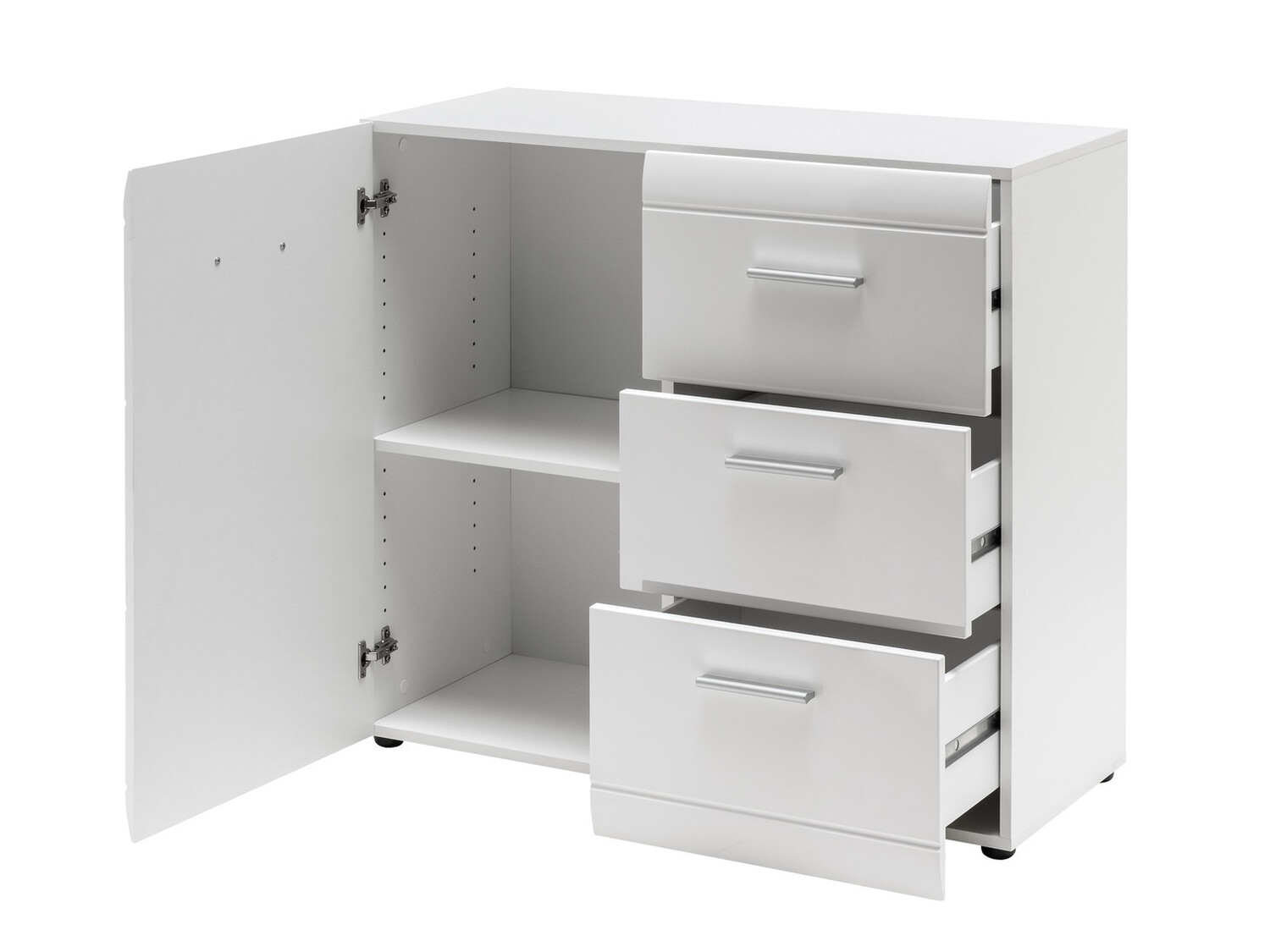 Komoda Livromu 109 (Sjajno belo + Belo)