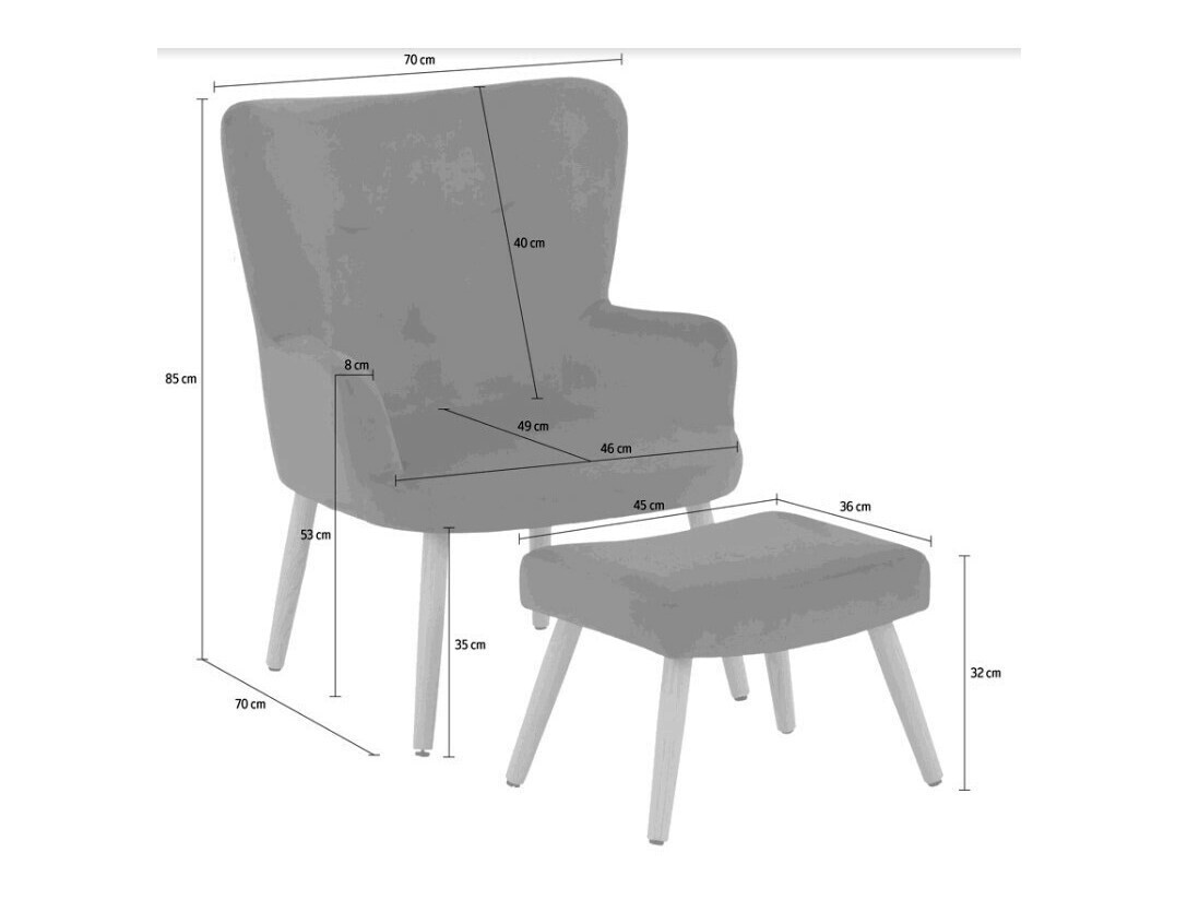 Fotelja Denton 304 (Crno + Svetlo drvo)