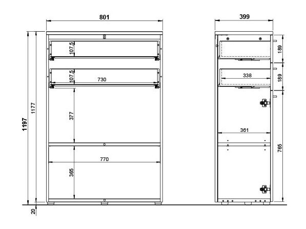 Komoda Eliromo 103 (Graphite + Unuk hrast)