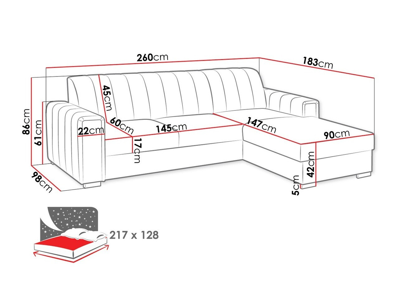Ugaona sofa Columbus 166 (Manila 02)