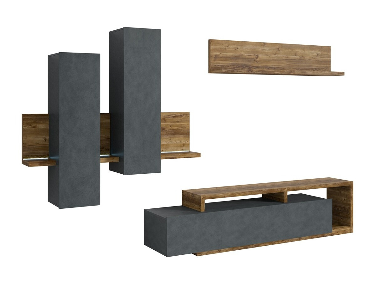 Set za dnevnu sobu Lutiva 100 (Matera siva + Tamna smrča)