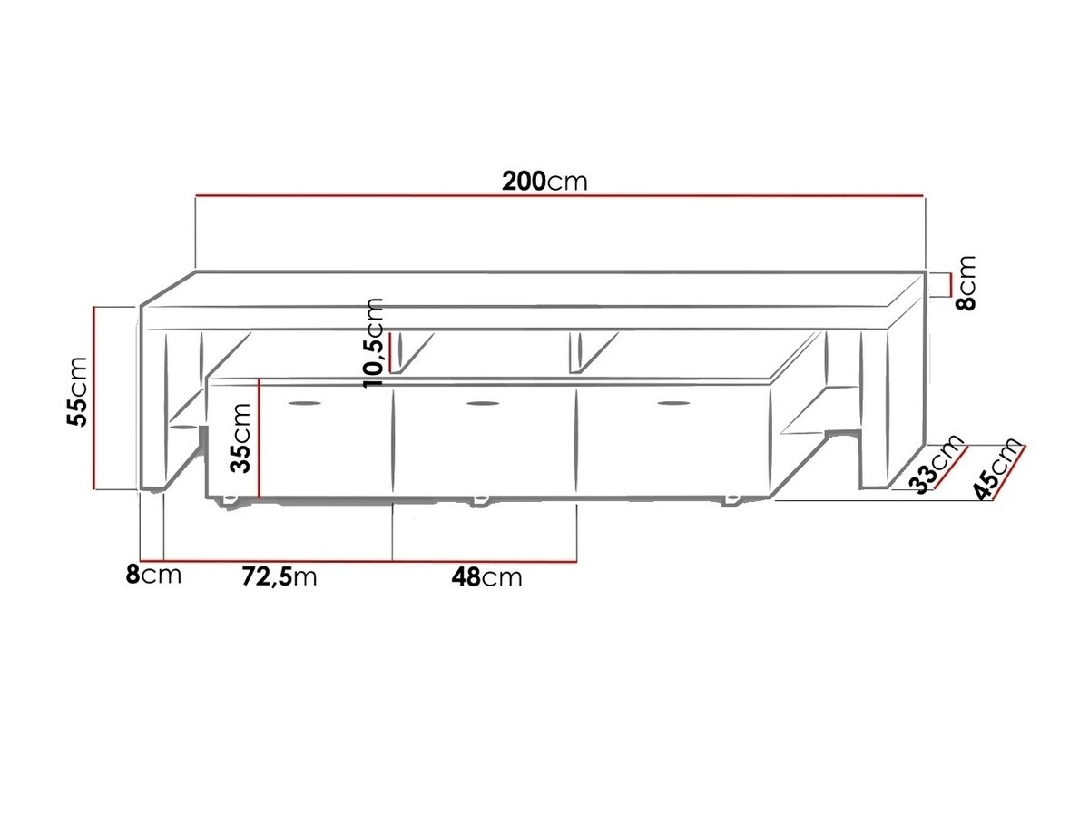 TV komoda Arbor (Belo + Sjajna siva)