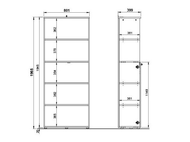 Polica Eliromo 105 (Graphite + Unuk hrast)
