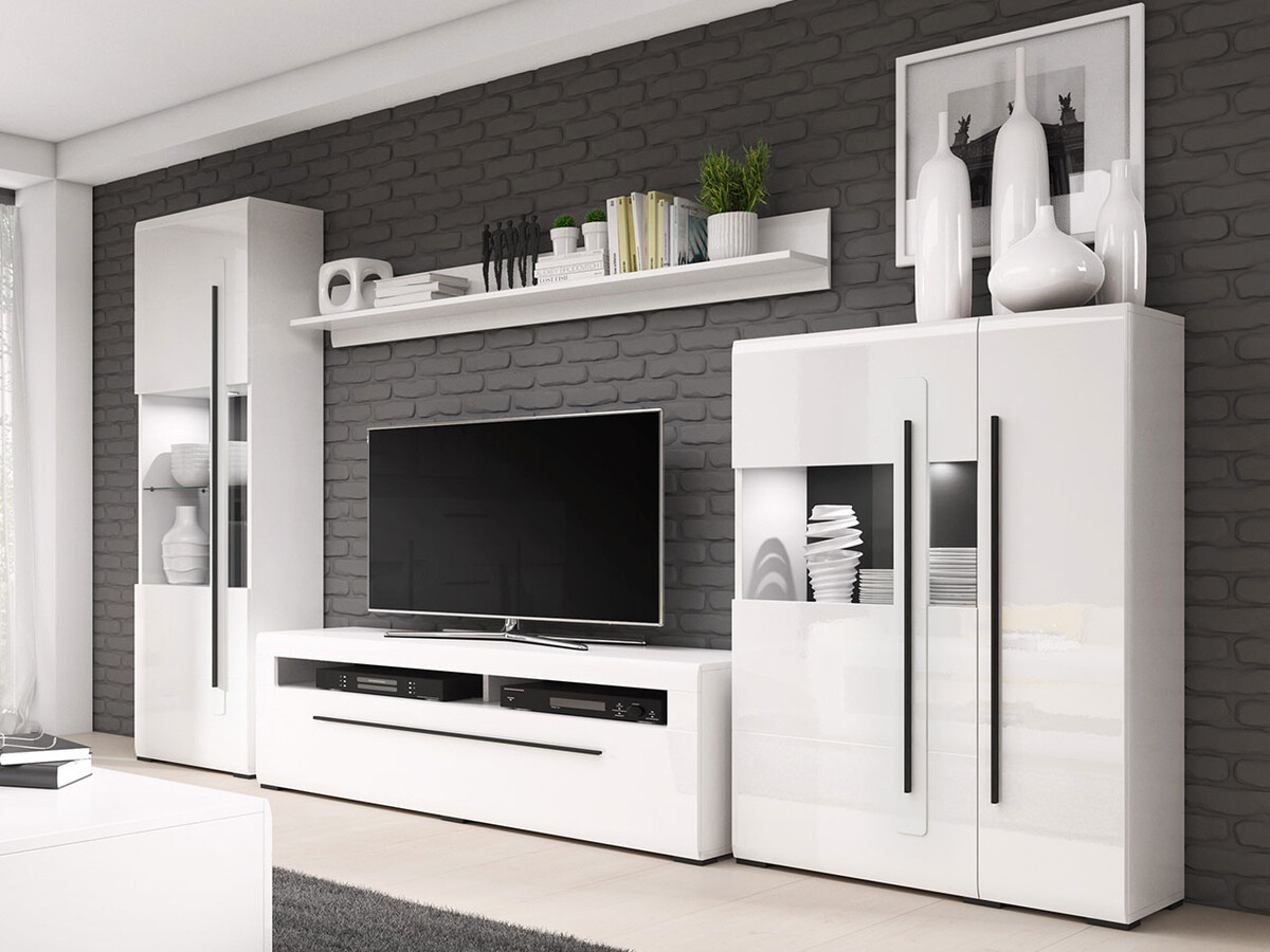 Set za dnevnu sobu Ophsalu 111 (Belo + Sjajno belo)