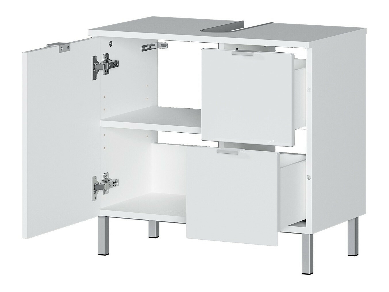 Samostojeći kupatilski ormarić za umivaonik Lomcamo 100 (Belo + Sjajno belo)