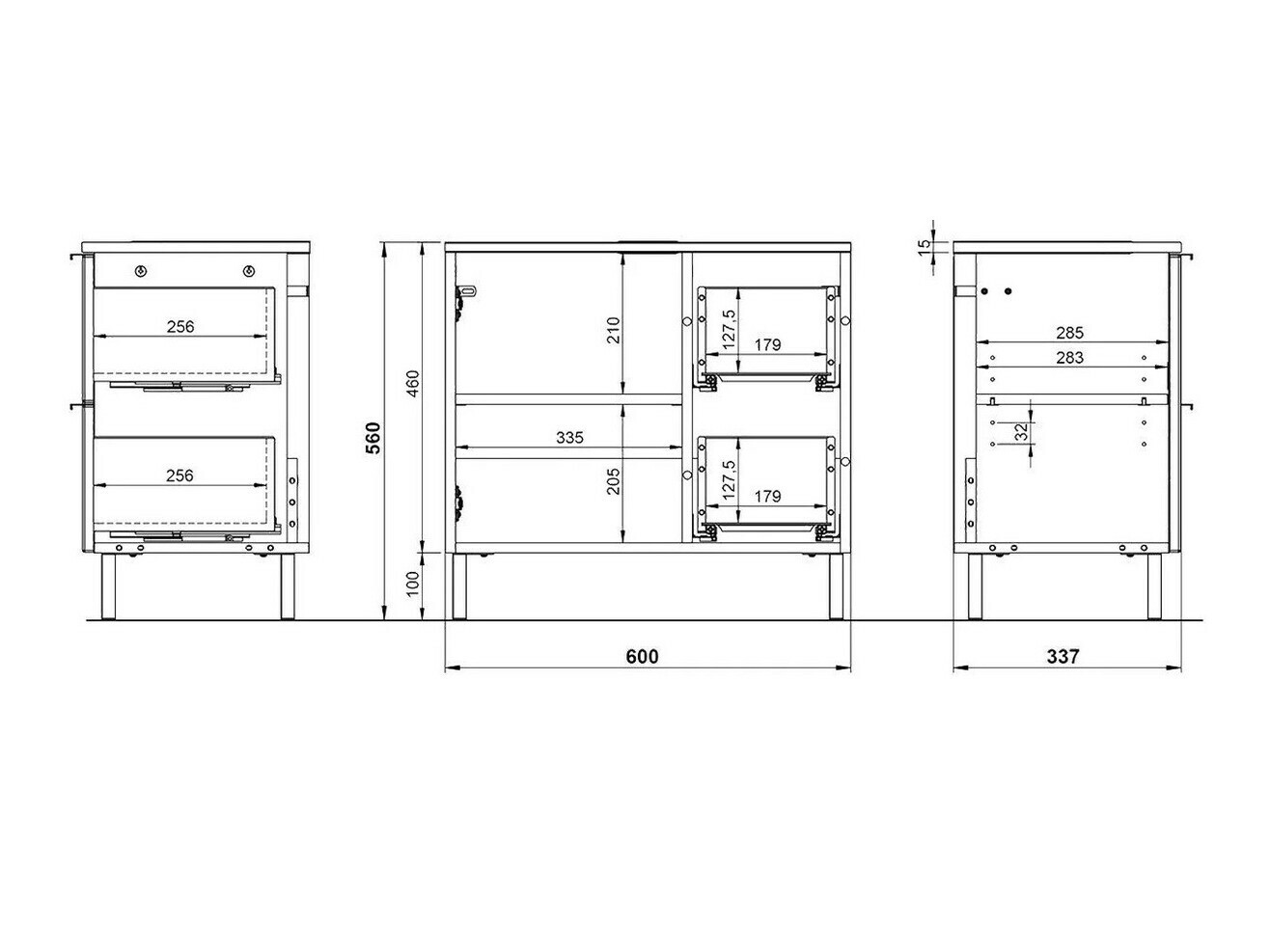 Samostojeći kupatilski ormarić za umivaonik Lomcamo 100 (Belo + Sjajno belo)