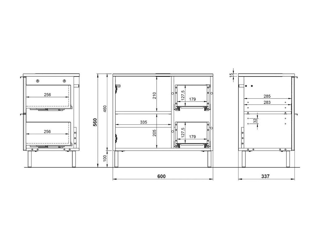 Samostojeći kupatilski ormarić za umivaonik Lomcamo 100 (Sjajno belo + Grandson hrast)