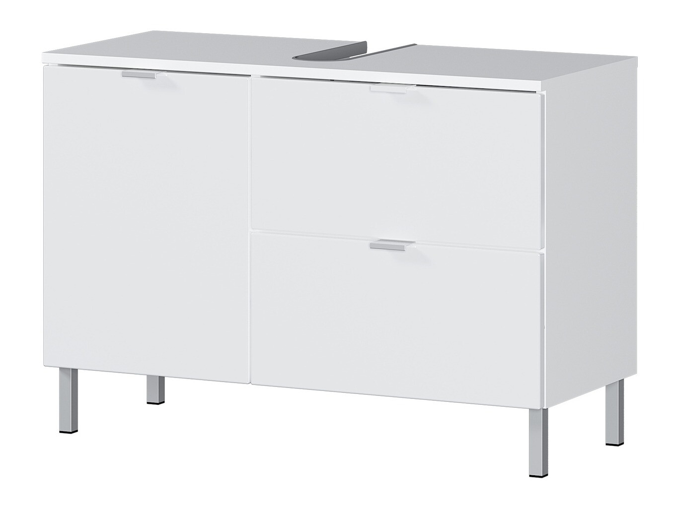 Samostojeći kupatilski ormarić za umivaonik Lomcamo 101 (Belo + Sjajno belo)