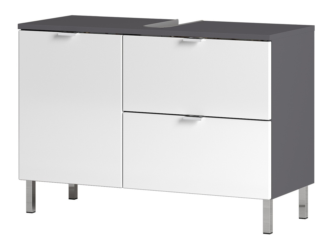 Samostojeći kupatilski ormarić za umivaonik Lomcamo 101 (Sjajno belo + Grafit)