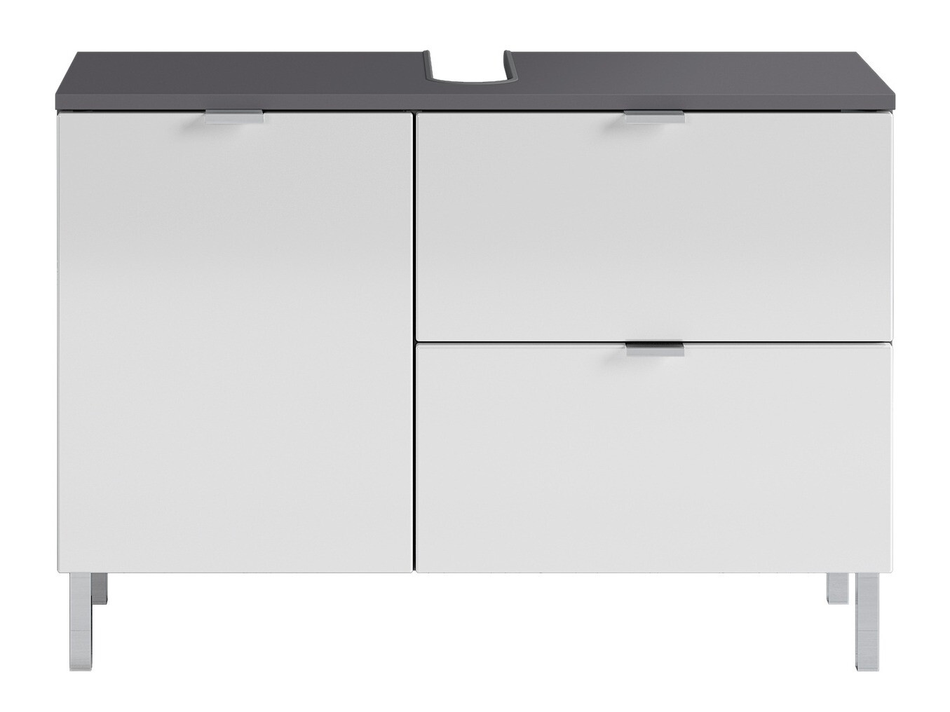 Samostojeći kupatilski ormarić za umivaonik Lomcamo 101 (Sjajno belo + Grafit)