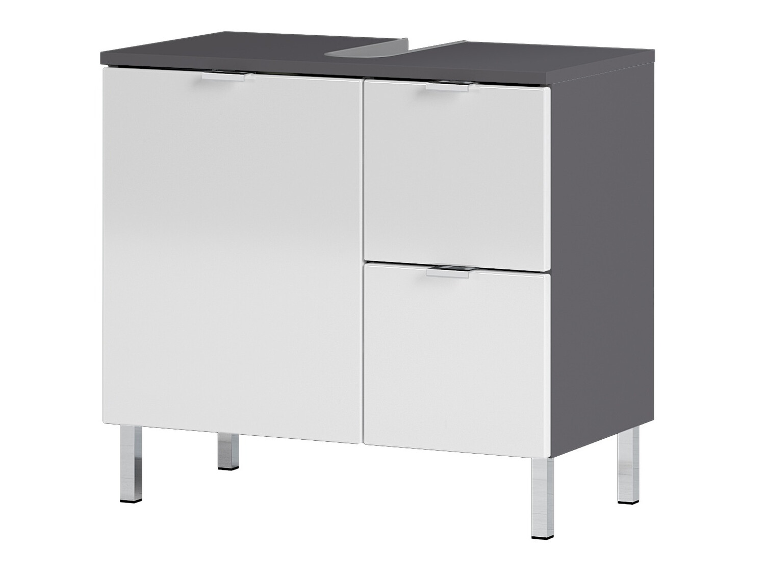 Samostojeći ormarić sa umivaonikom Lomcamo 100 (Sjajno belo+ Graphite)