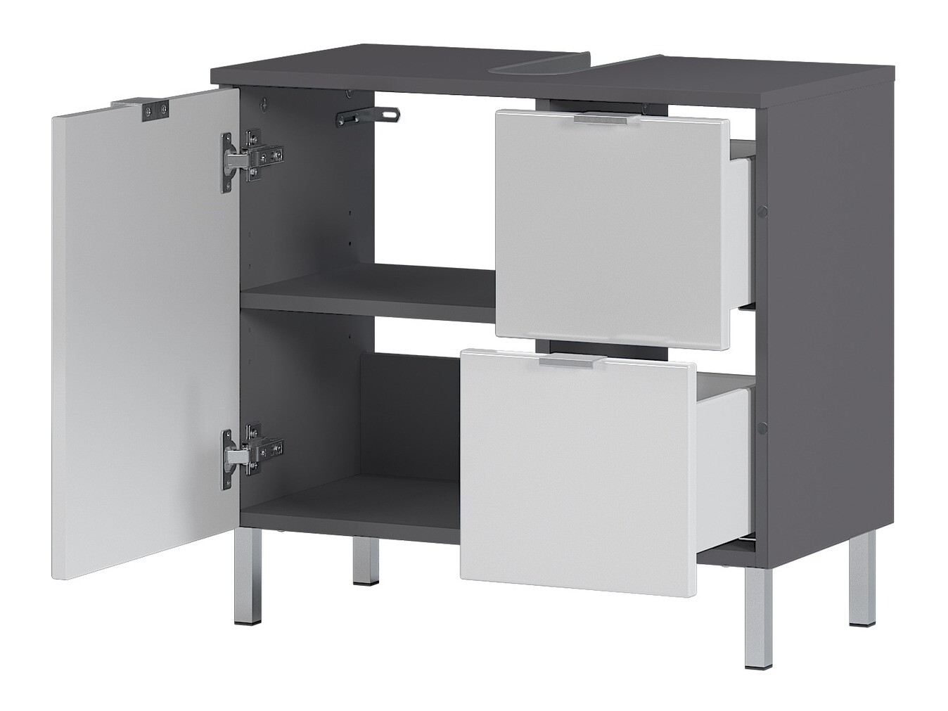 Samostojeći ormarić sa umivaonikom Lomcamo 100 (Sjajno belo+ Graphite)