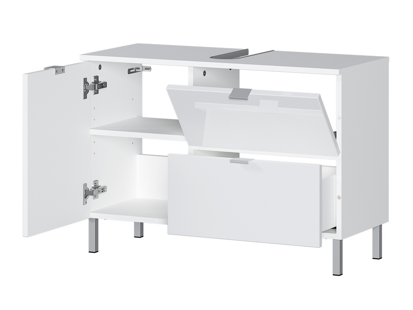 Samostojeći ormarić sa umivaonikom Lomcamo 101 (Belo + Sjajno belo)