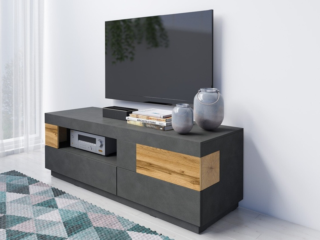 TV komoda Livlore 103 (Matera siva + Hrast Votan)
