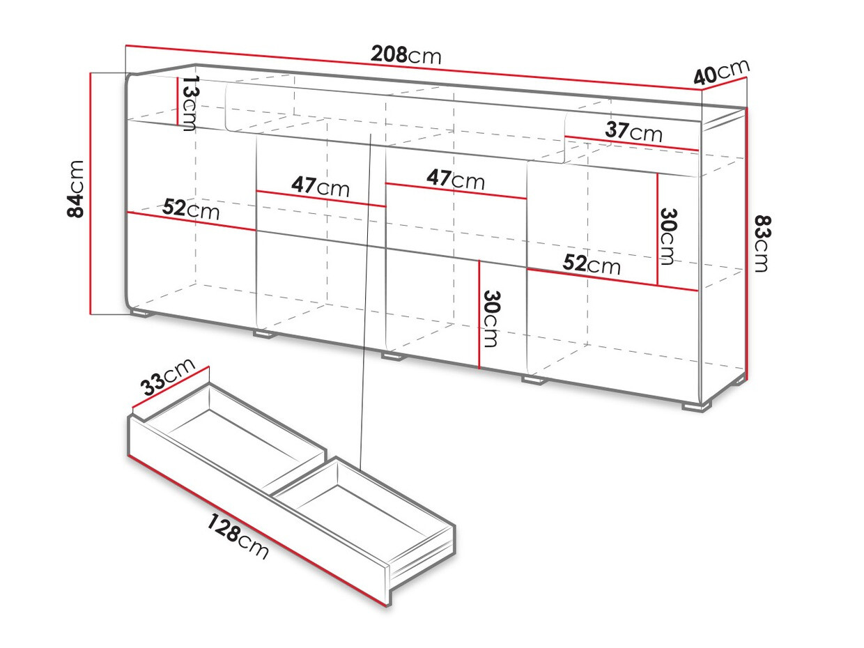 Komoda Torsone 102 (Antricit (ugalj) + Gloss antricit (ugalj) + Unuk hrast)