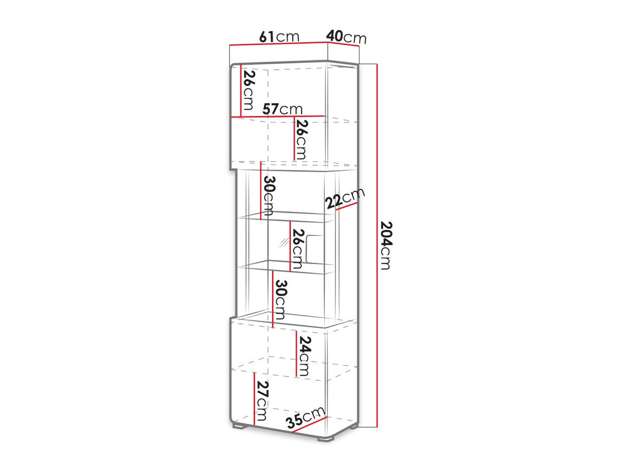 Polica Torsone 103 (Belo + Sjajno belo + Hrast San Remo)