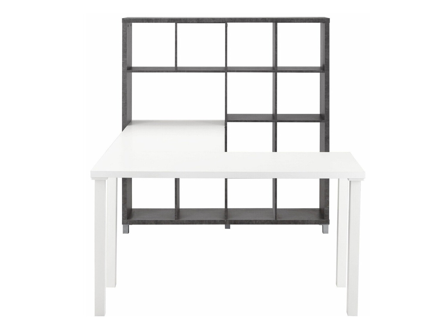 Ugaoni kancelarijski sto Denton 186 (Belo + Beton)