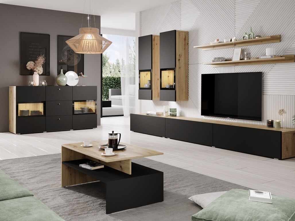 Komoda Serodeu 101 (Zanatski hrast + Mat crna)