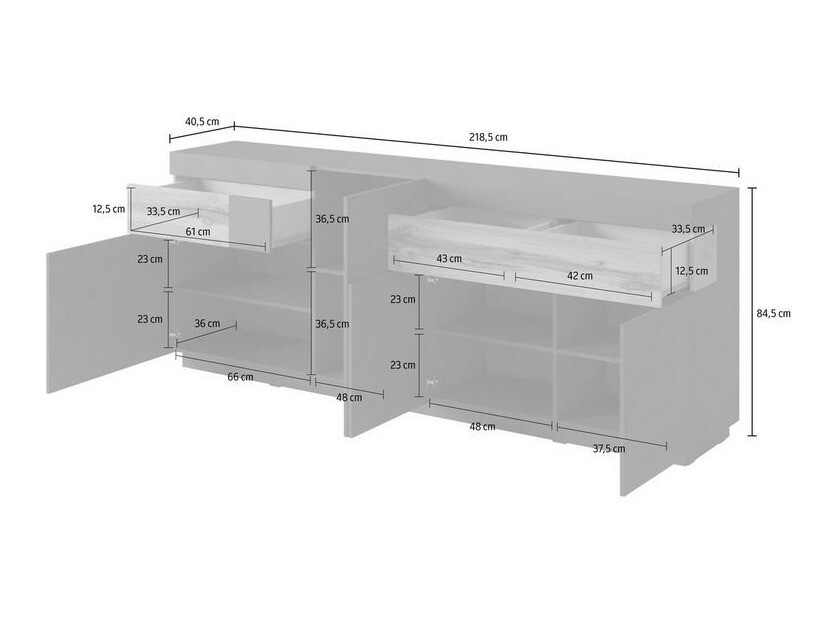 Set za dnevnu sobu Livlore 108 (Belo + Sjajno belo + Hrast Votan)