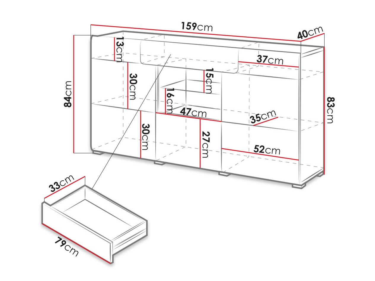Komoda Torsone 108 (Antricit (ugalj) + Gloss antricit (ugalj) + Unuk hrast)