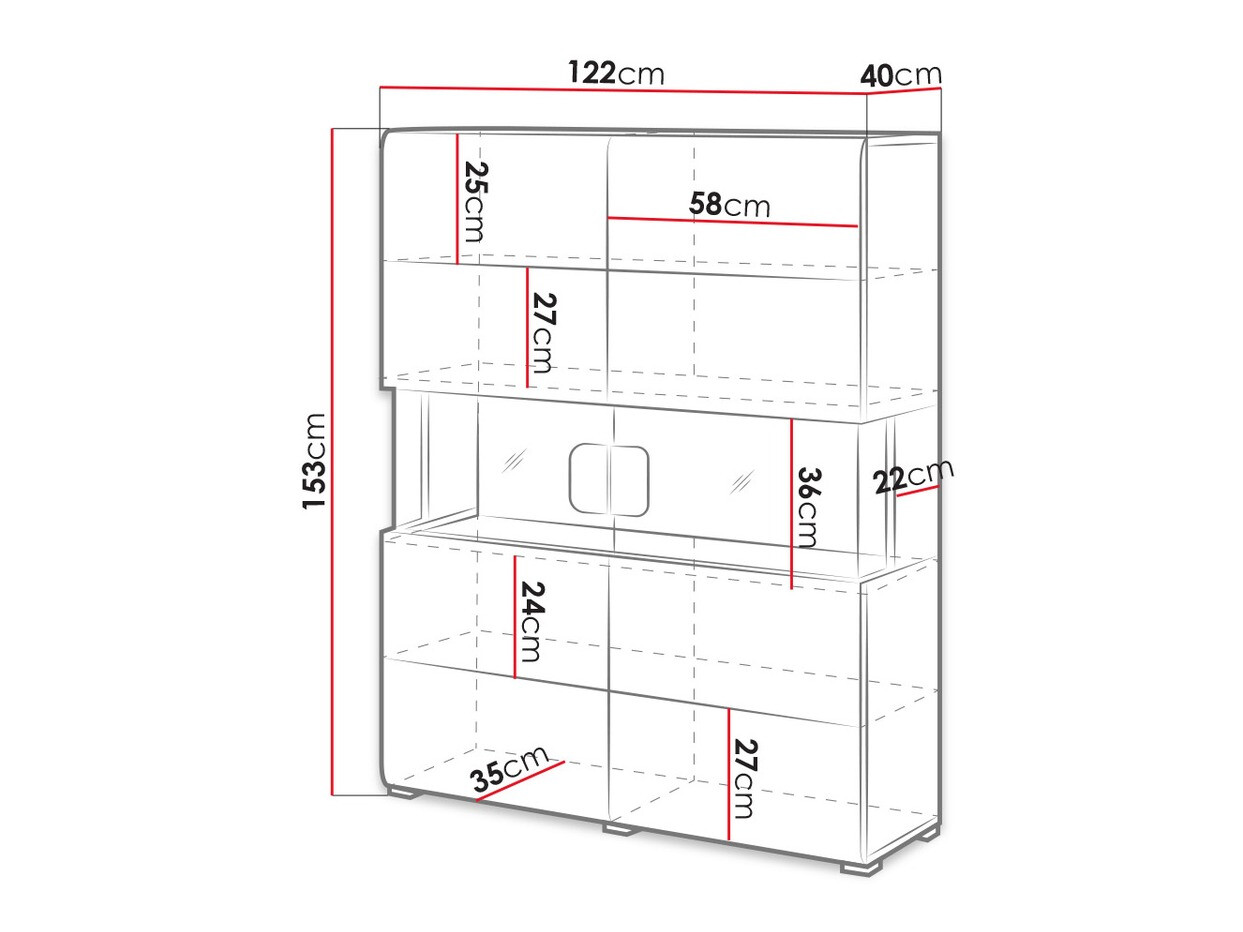 Polica Torsone 107 (Belo + Sjajno belo + Hrast San Remo)