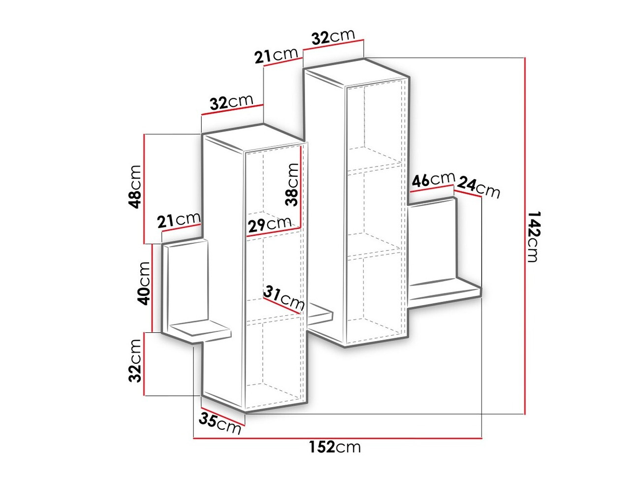 Zidni ormarić Lutiva 101 (Antracit + Ribbec hrast)