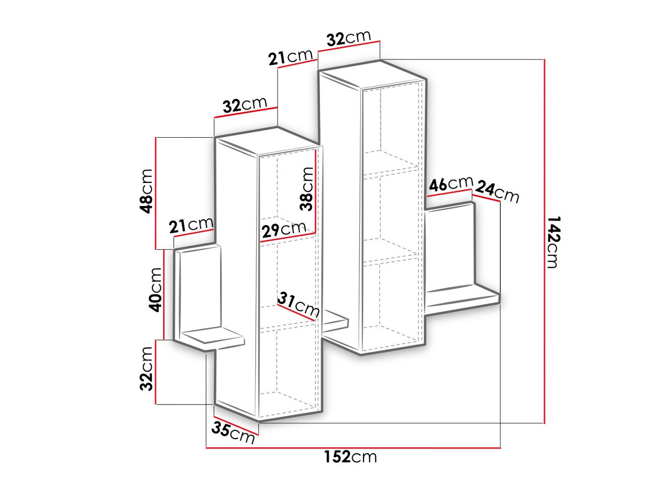 Zidni ormarić Lutiva 101 (Belo + Boja betona)