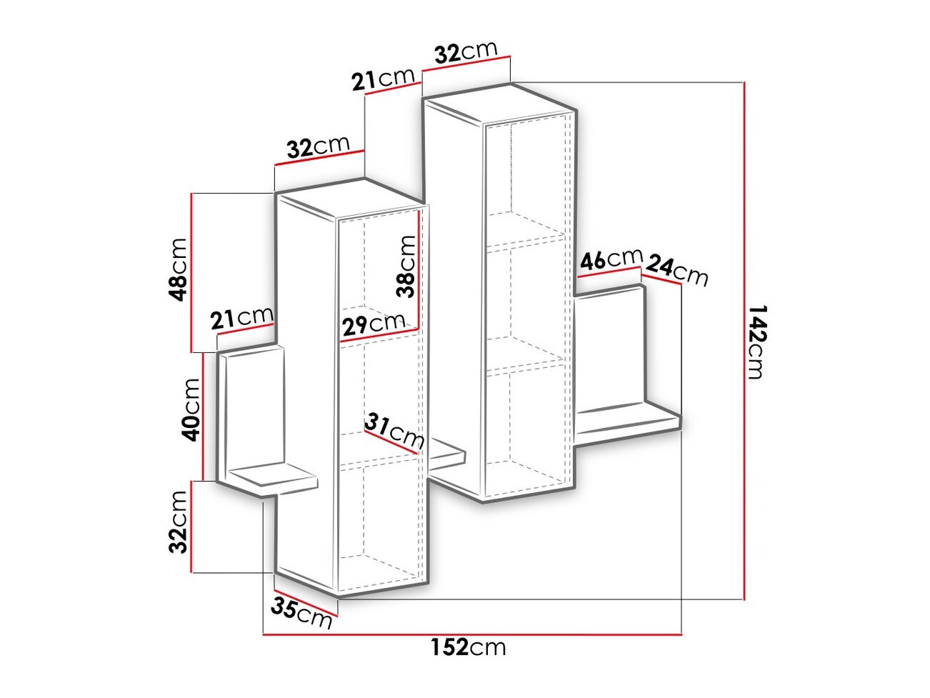 Zidni ormarić Lutiva 101 (Mat crna)