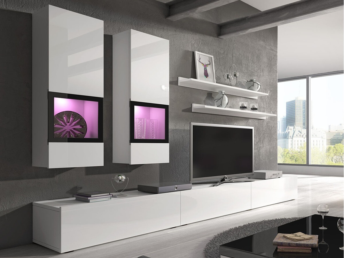 Set za dnevnu sobu Serodeu 100 (Belo + Sjajno belo)