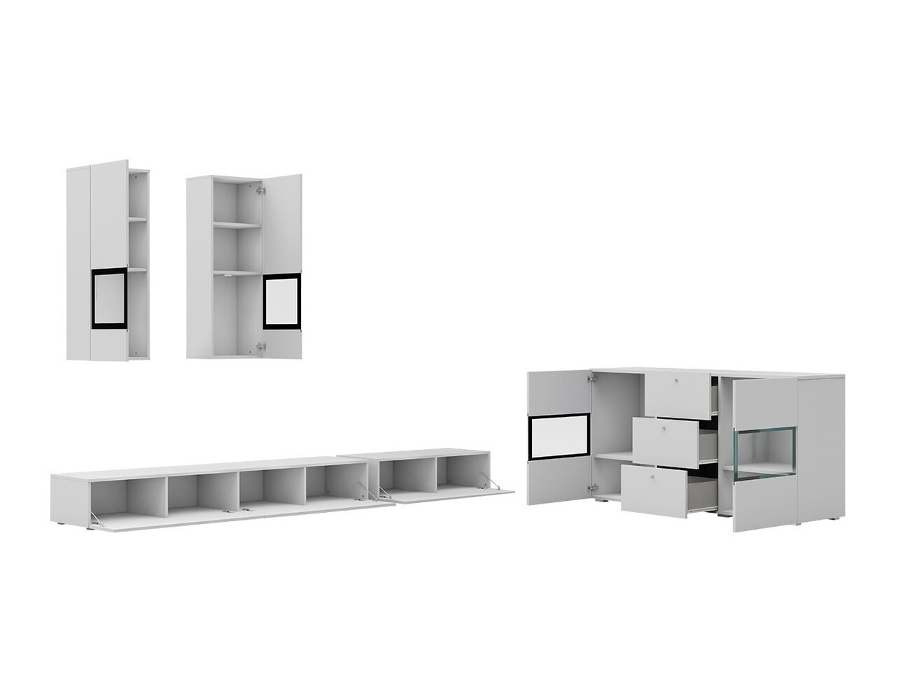 Set za dnevnu sobu Serodeu 104 (Belo + Sjajno belo)