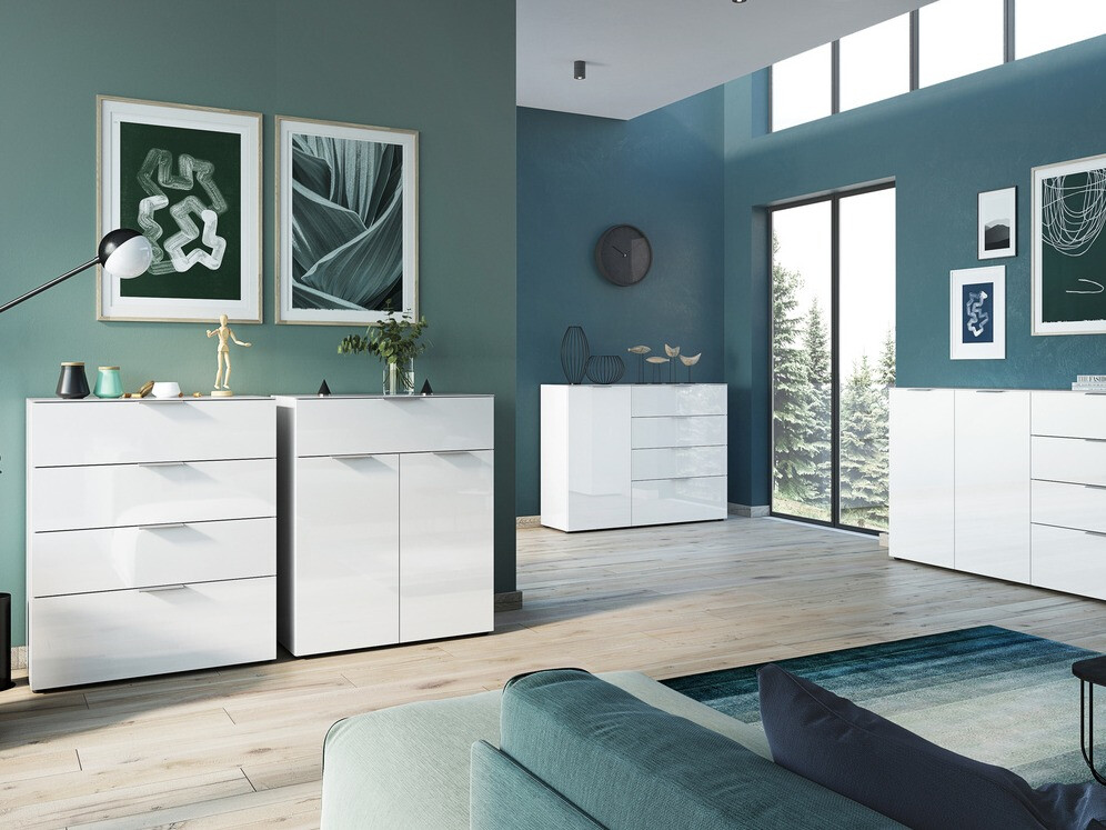 Komoda Sacramento 299 (Belo + Sjajno belo)