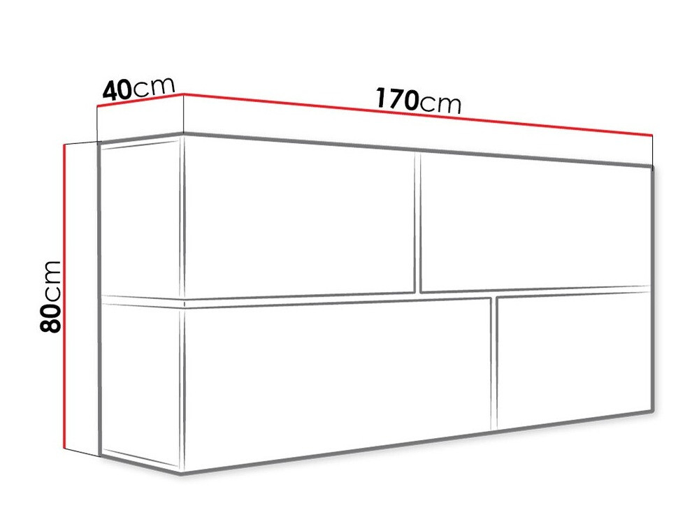 Zidni ormarić Charlotte 100 (Crno + Crna visoki sjaj + Belo)