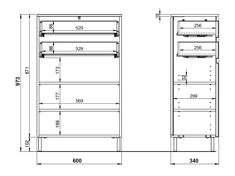 Samostojeći kupatilski ormarić Talmira 104 (Grafit + Grandson hrast)