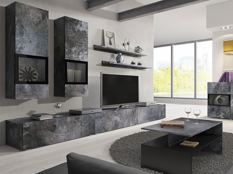 Stočić za kafu Serodeu 103 (Tamni beton + Crno)