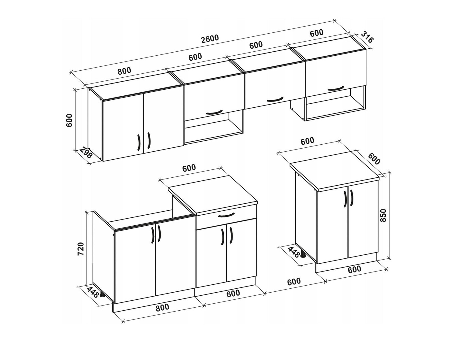 Kuhinjski set Houston 858 (Sjajno belo + Sonoma hrast)