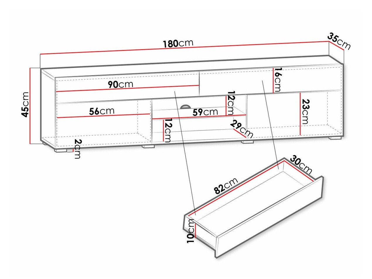 TV sto Sarasota 134 (Belo + Sjajno belo)