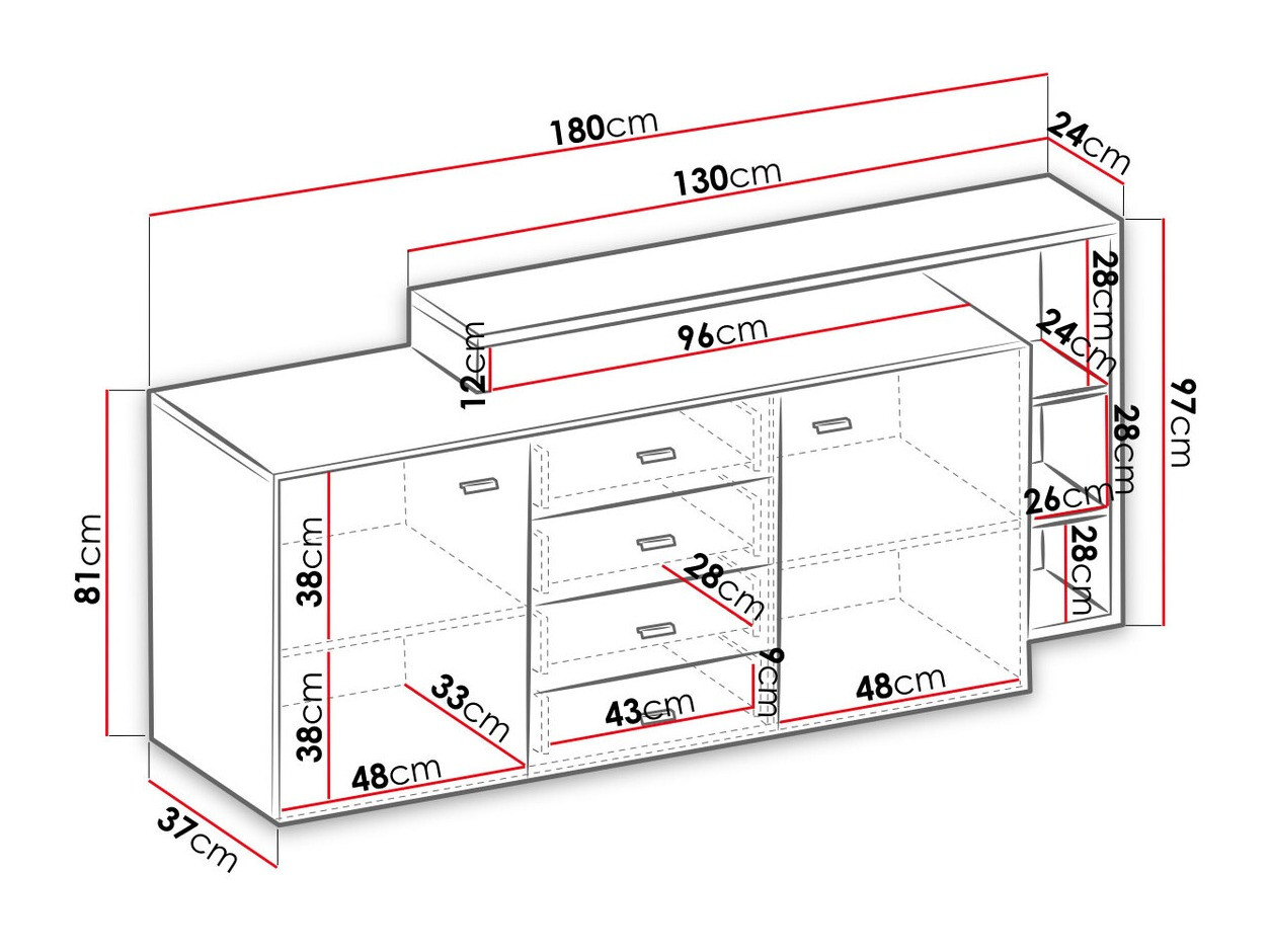 Komoda Lutiva 106 (Antricit (ugalj) + Ribbeck hrast)