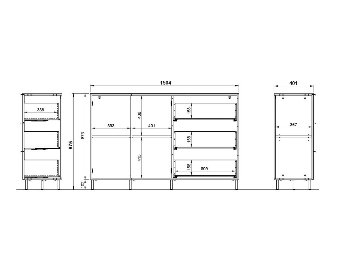 Komoda Revteno 105 (Graphite + Navarra hrast)