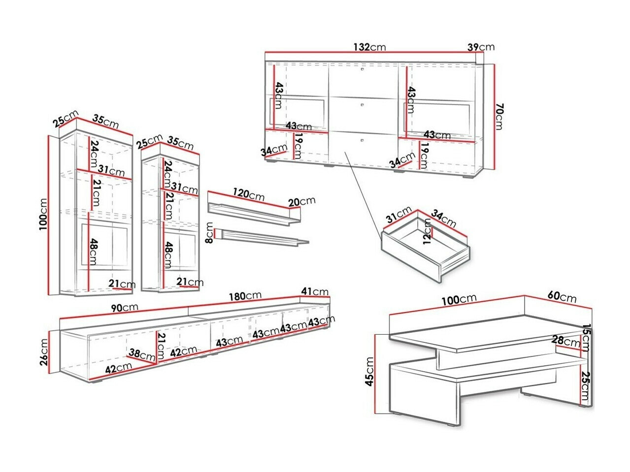 Set za dnevnu sobu Serodeu 104 (Beton)