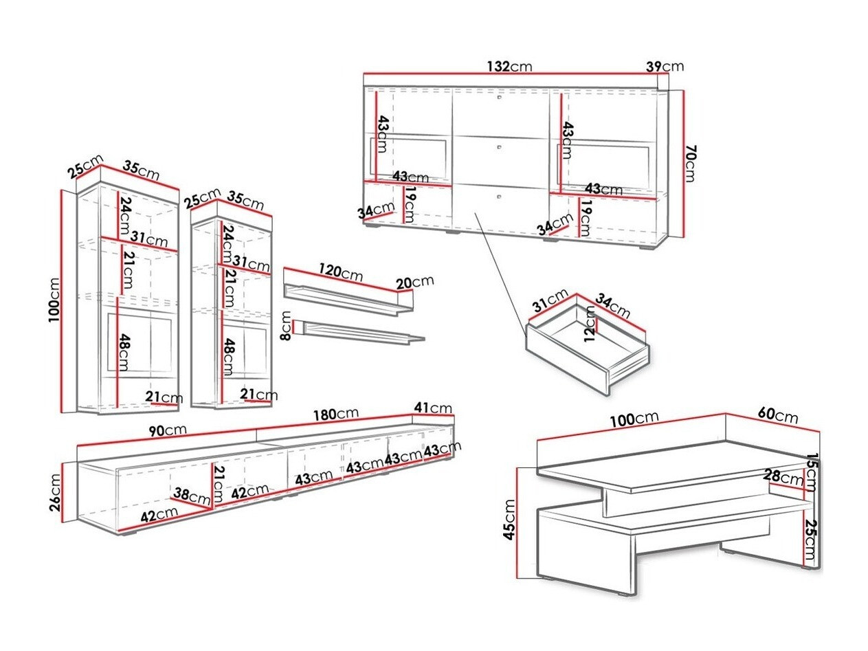 Set za dnevnu sobu Serodeu 104 (Tamni beton)