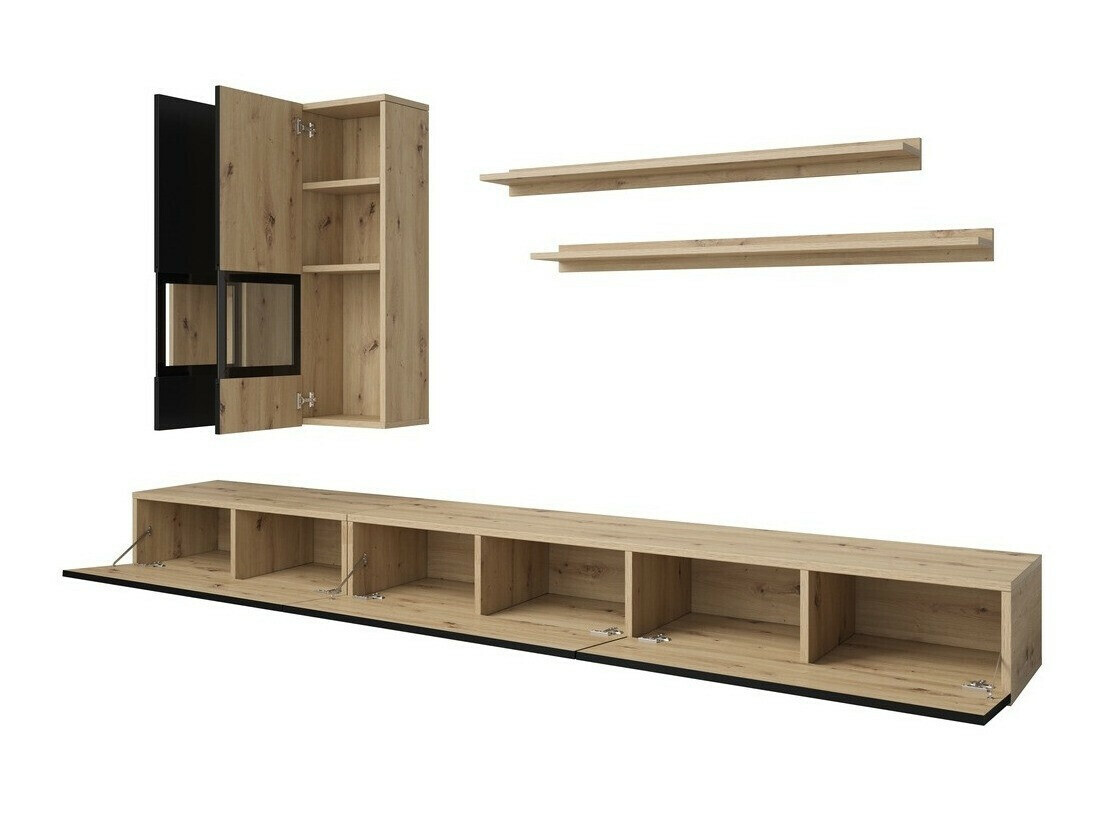 Set za dnevnu sobu Serodeu 104 (Zanatski hrast + Mat crna)