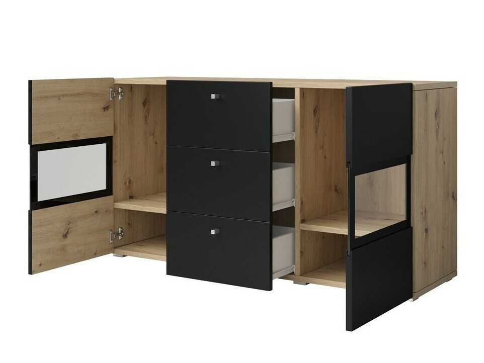 Set za dnevnu sobu Serodeu 104 (Zanatski hrast + Mat crna)