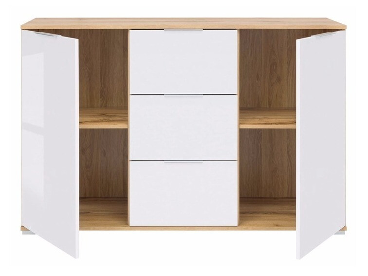 Komoda Tivetra 101 (Вотан храст + Sjajno belo)