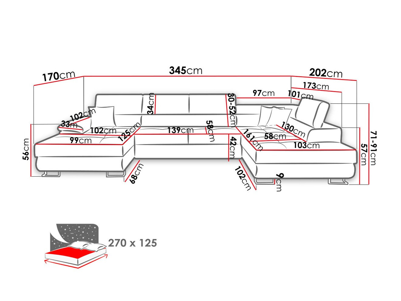 Ugaona sofa Comfivo 190 (Magic Velvet 2217 + Magic Velvet 2219)
