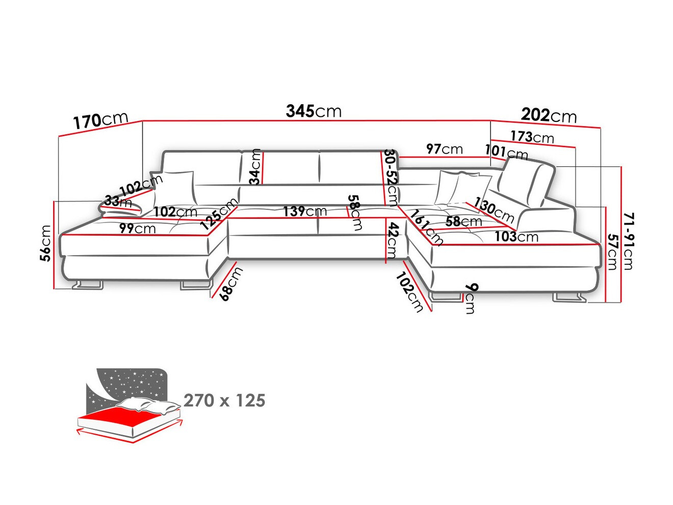 Ugaona sofa Comfivo 190 (Soft 011 + Lux 06 + Soft 011)