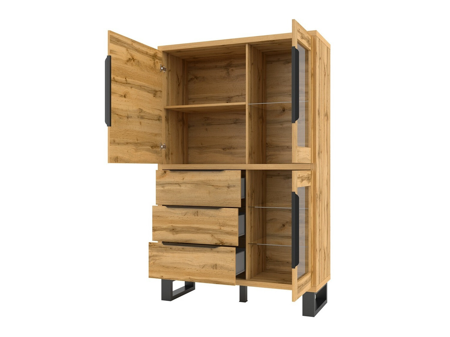 Polica Avicavu 104 (Вотан храст + Crno)