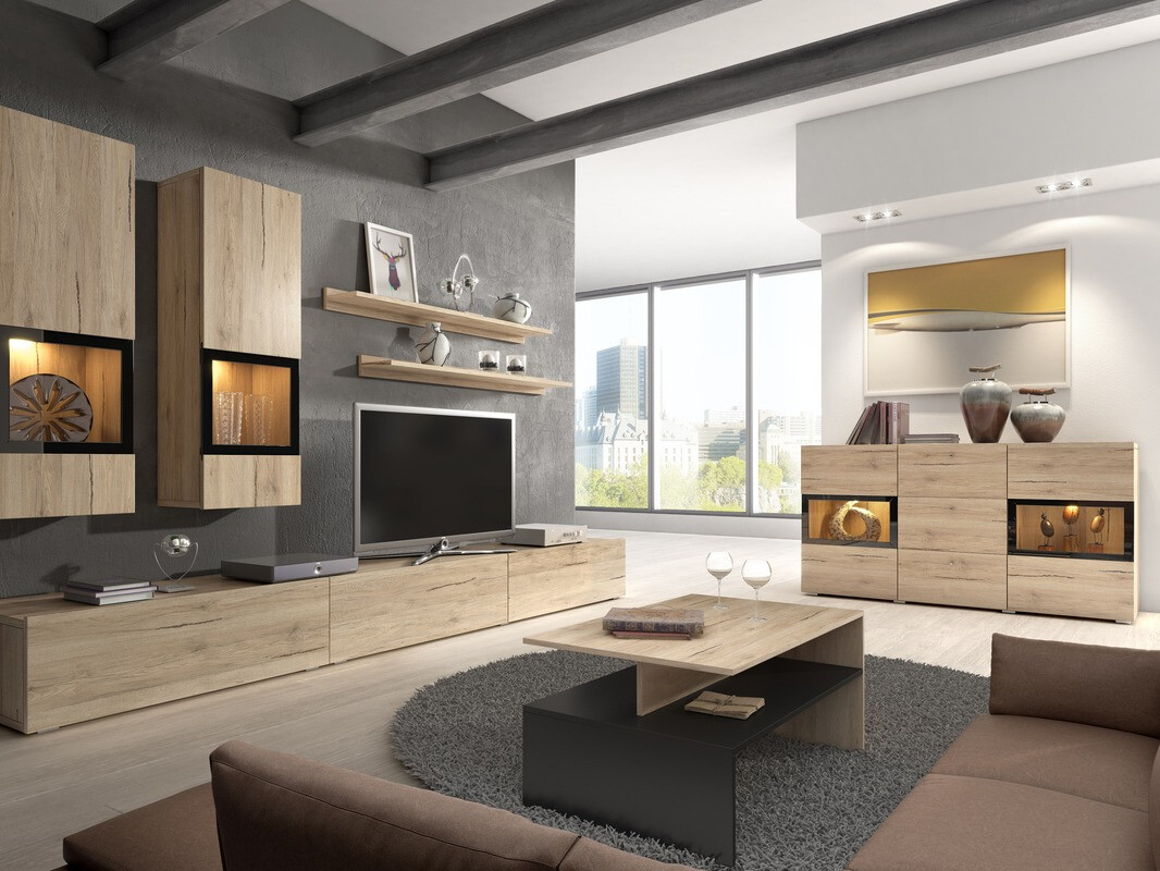 Stočić za kafu Serodeu 103 (Hrast San Remo + Crno)