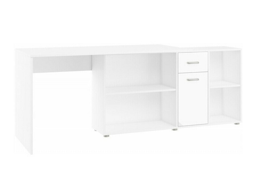 Ugaoni kancelarijski sto Gilroy 113 (Belo + Sjajno belo)